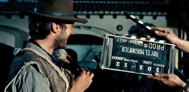 Clint Eastwood sur le tournage du film Pour une Poignée de Dollars.
