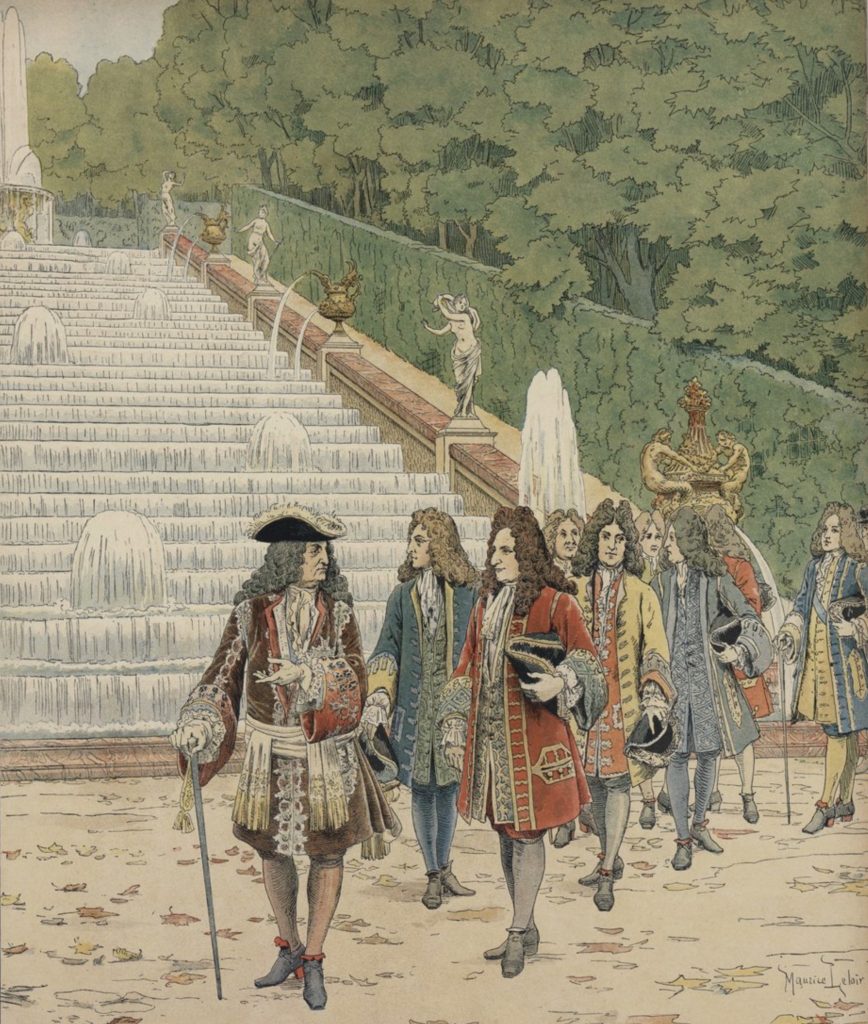 Louis XIV montre les jardins du chateau de Marly au financier Samuel Bernard