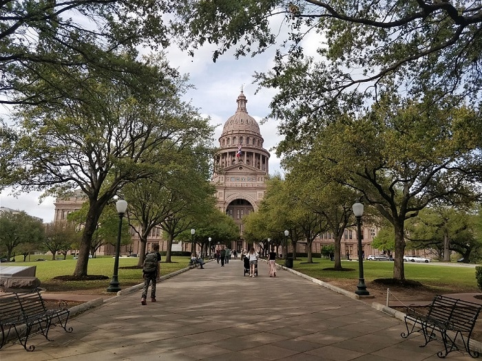 Vue sur le Capitole du Texas à Austin