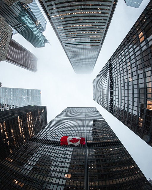 Drapeau canadien au coeur de Downtown Toronto.