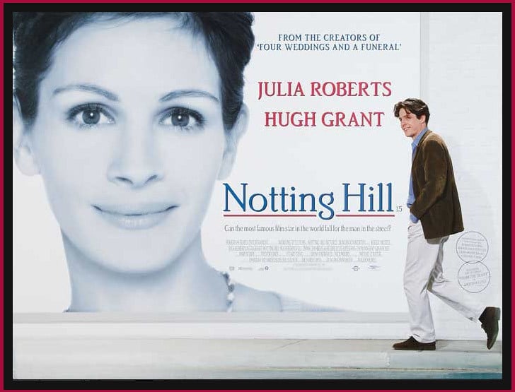 Affiche du film Coup de foudre à Notting Hill avec ses vedettes Julia Roberts et Hugh Grant