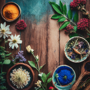 ensemble de plantes médicinales sur une table 