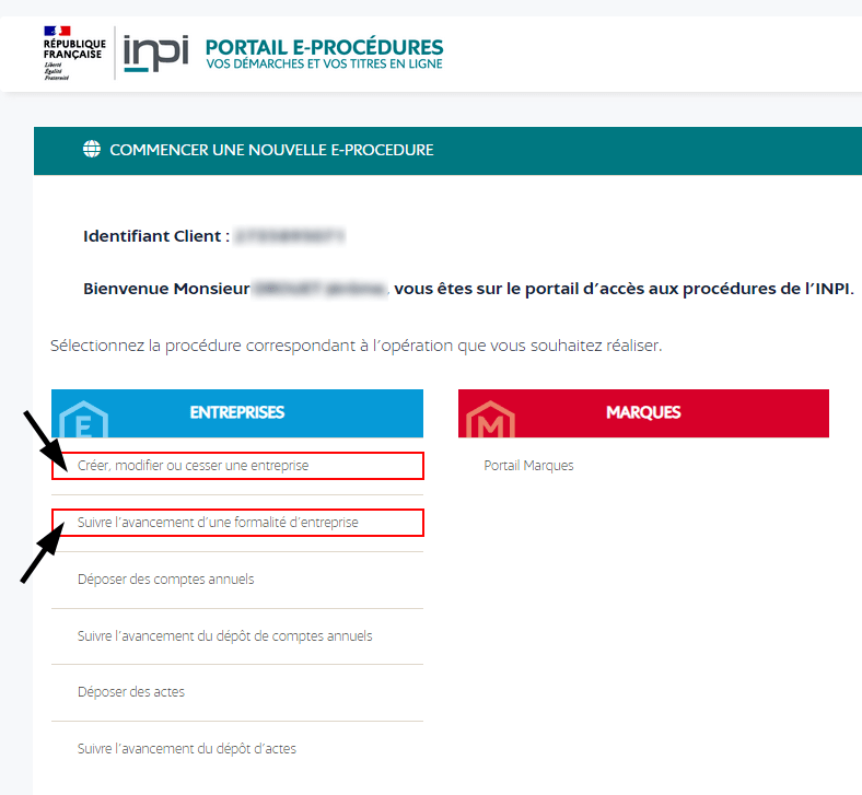 Création de micro-entreprise et suivi d’avancement des formalités d’enregistrement sur le portail e-procédures de l’INPI