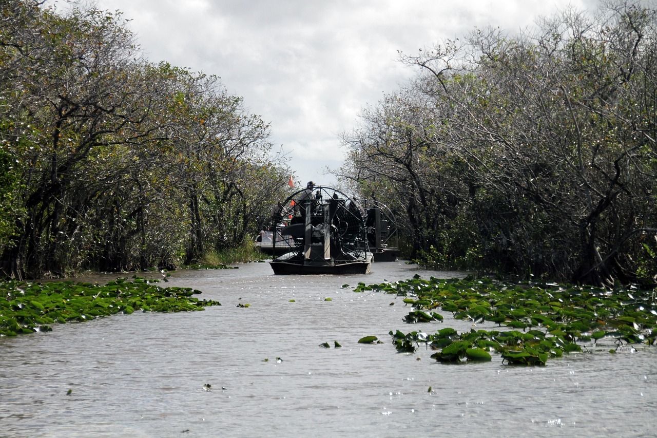 hydroglisseur sillonnant les parc national des Everglades