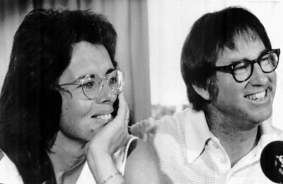 Billie Jean King et Bobby Riggs, avant le battle of sexes en 1973.
